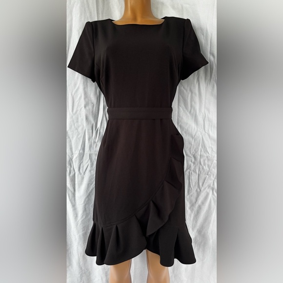 Calvin Klein
Boat Neck Short Sleeve Belted Ruffle Hem Faux Wrap Dress - Picture 10 of 12